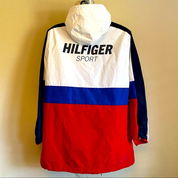 NWT Mens Tommy Hilfiger long Hooded Windbreaker - Picture 2 of 7